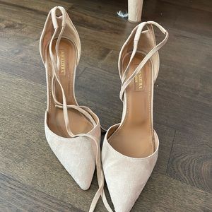 Aquazzura Suede Ankle Tie Pump 37